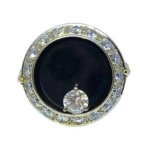 SOLD Angel Castelo 18K Onyx Diamond Spinner Ring